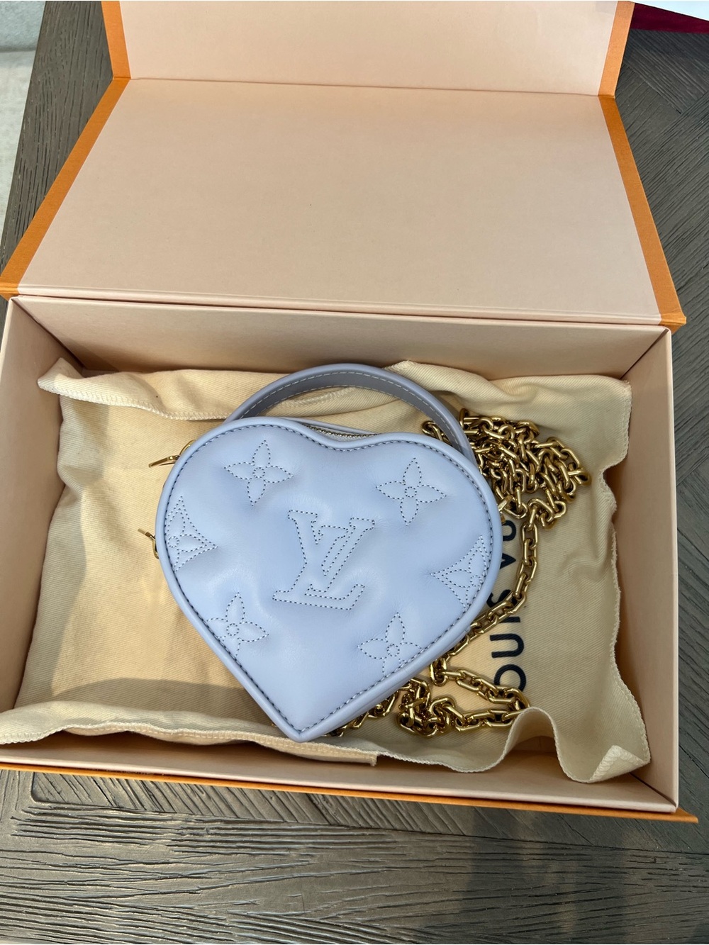 Louis Vuitton Light Lavender Heart-Shaped Mini Bag with Gold Chain - Picture 2 of 5